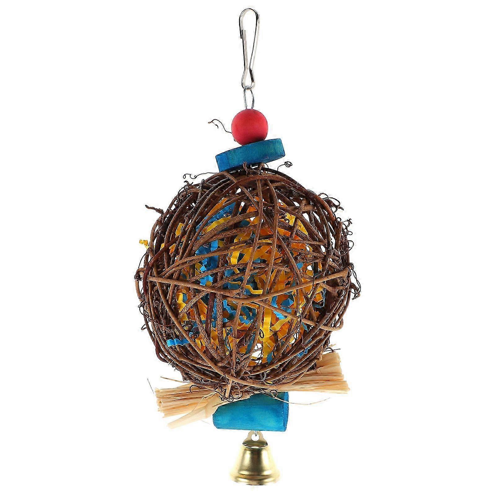 Parrot Cage Chewing Toy Hanging Foraging Preventing Cage Biting .5x23cm Wood 1 Set