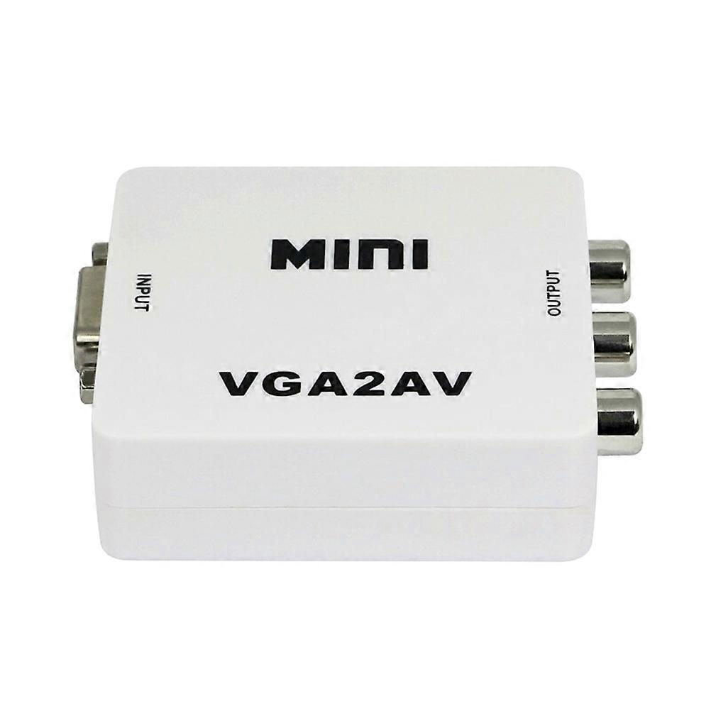 1080P Mini VGA to RCA Converter for PC to TV with PAL NTSC Adapter White