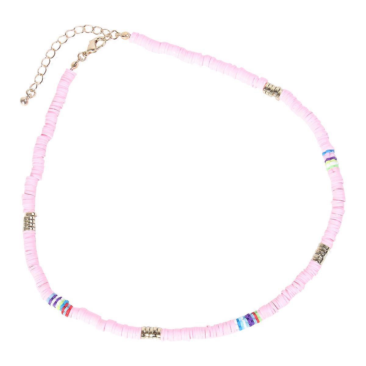 Elegant Pink Alloy Necklace for Decoration Show Your Style with Bohemian Clay Design 1Pc