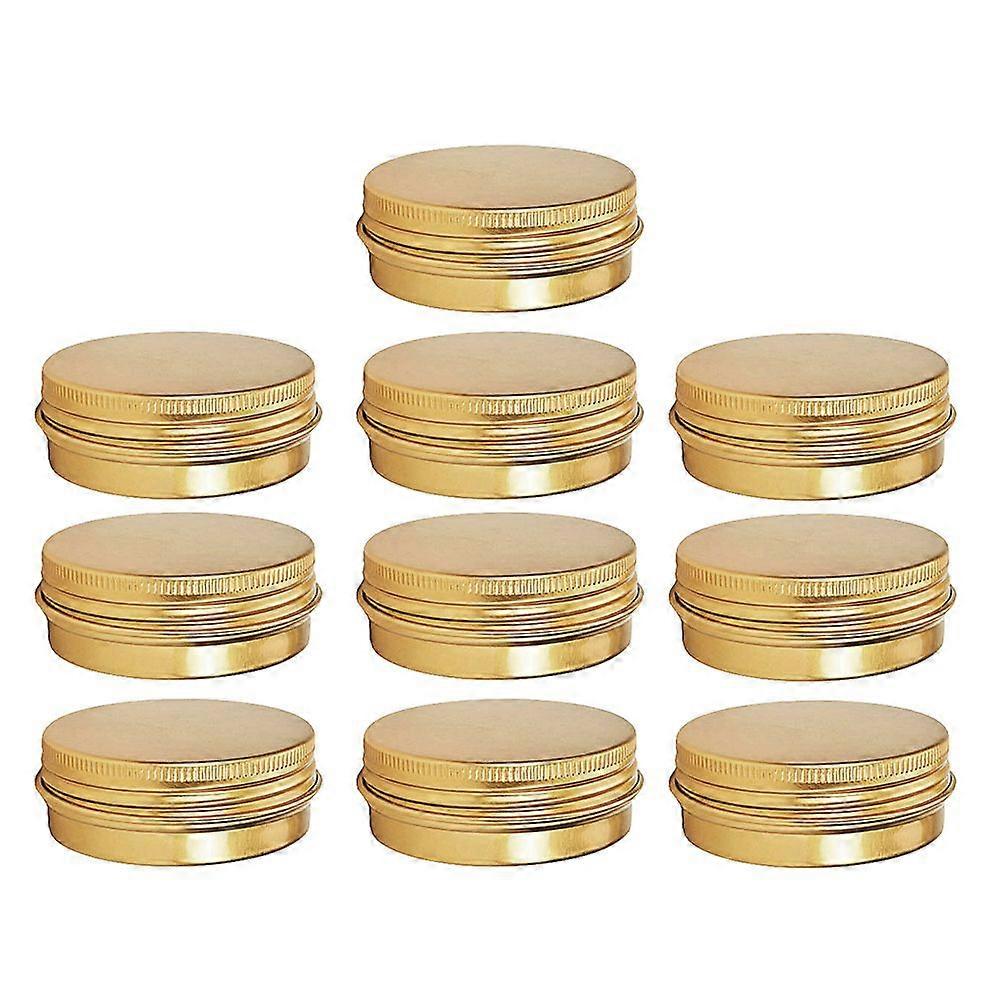 1 Set 10 Pcs 30ML Aluminium Screw-thread Storage Boxes Ointment Boxes (Golden)