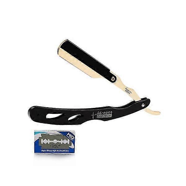 Razor, Professional Straight Edge Razor - Razor Compatible with Straight Razor Blade for Barber (Gold)