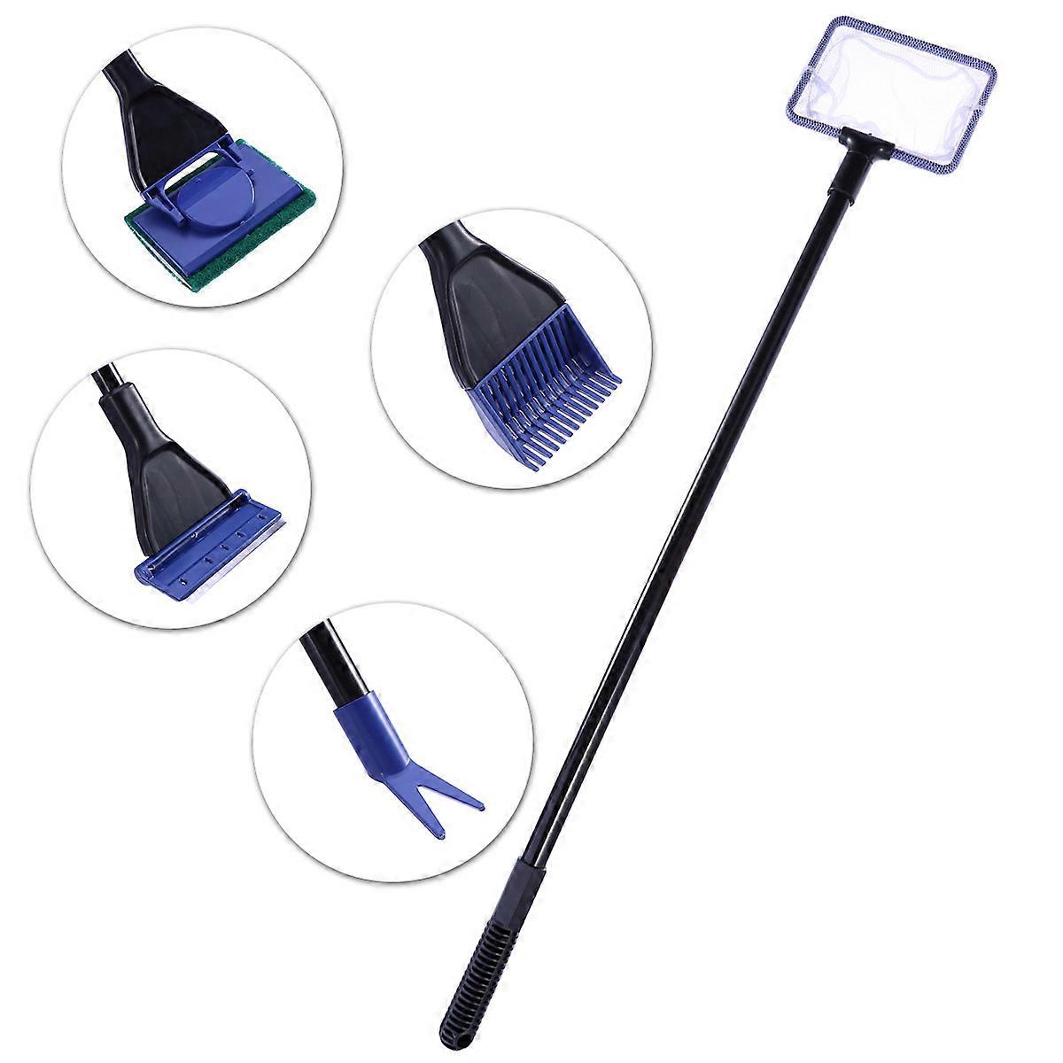 Kit de nettoyage d'aquarium durable, comprenant un filet, un râteau, une fourchette et une éponge