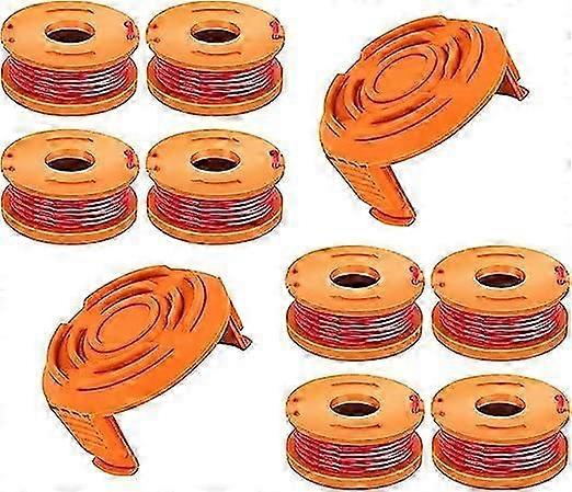 10 Pcs WA0010 Replacement Trimmer Spool for Worx, Diameter Trimmer String Weed Eater Refils and WA6531 Spool Cap Covers Compatible with Worx Weed Eate