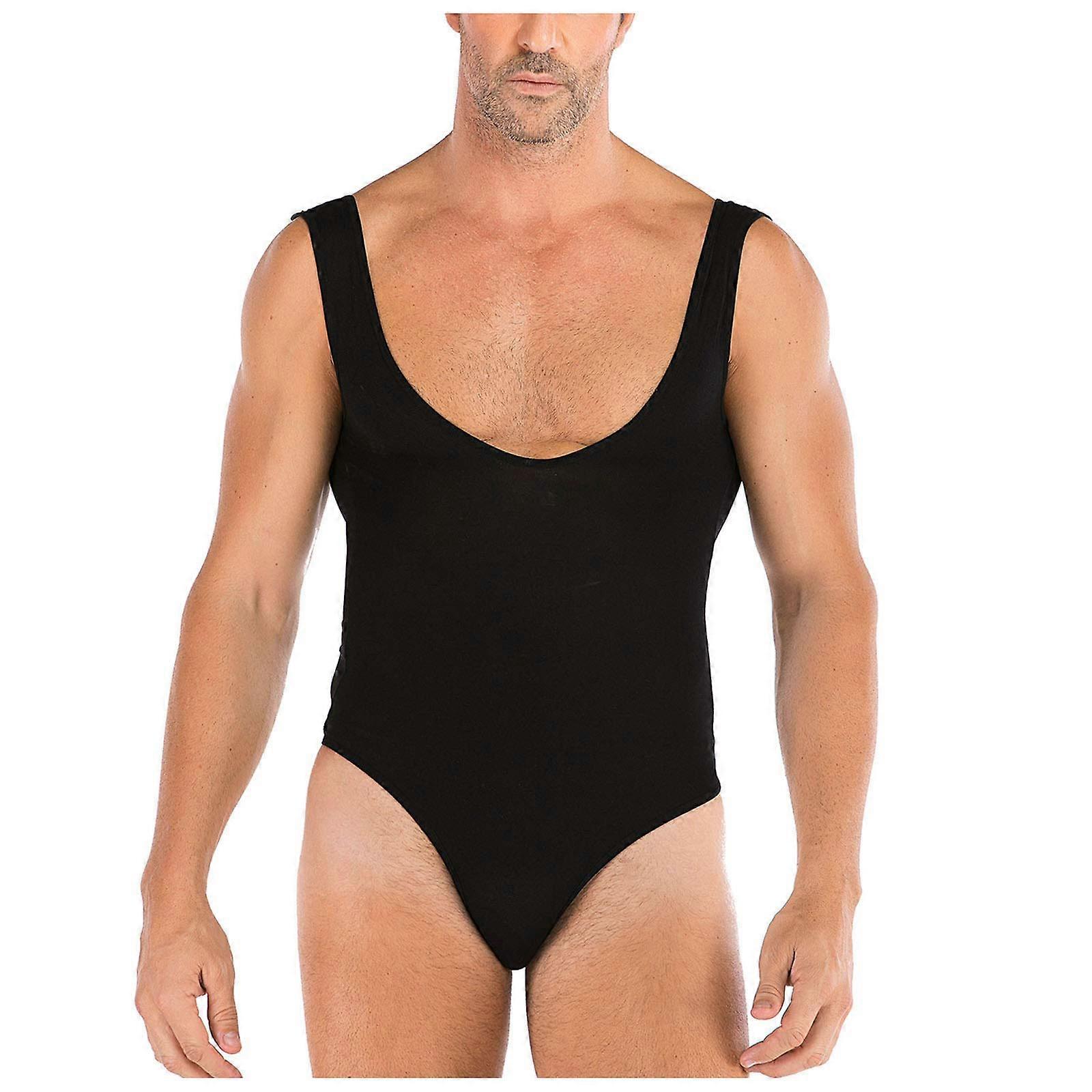Men's Underwear Bodysuit Suspender-Style Black One Size