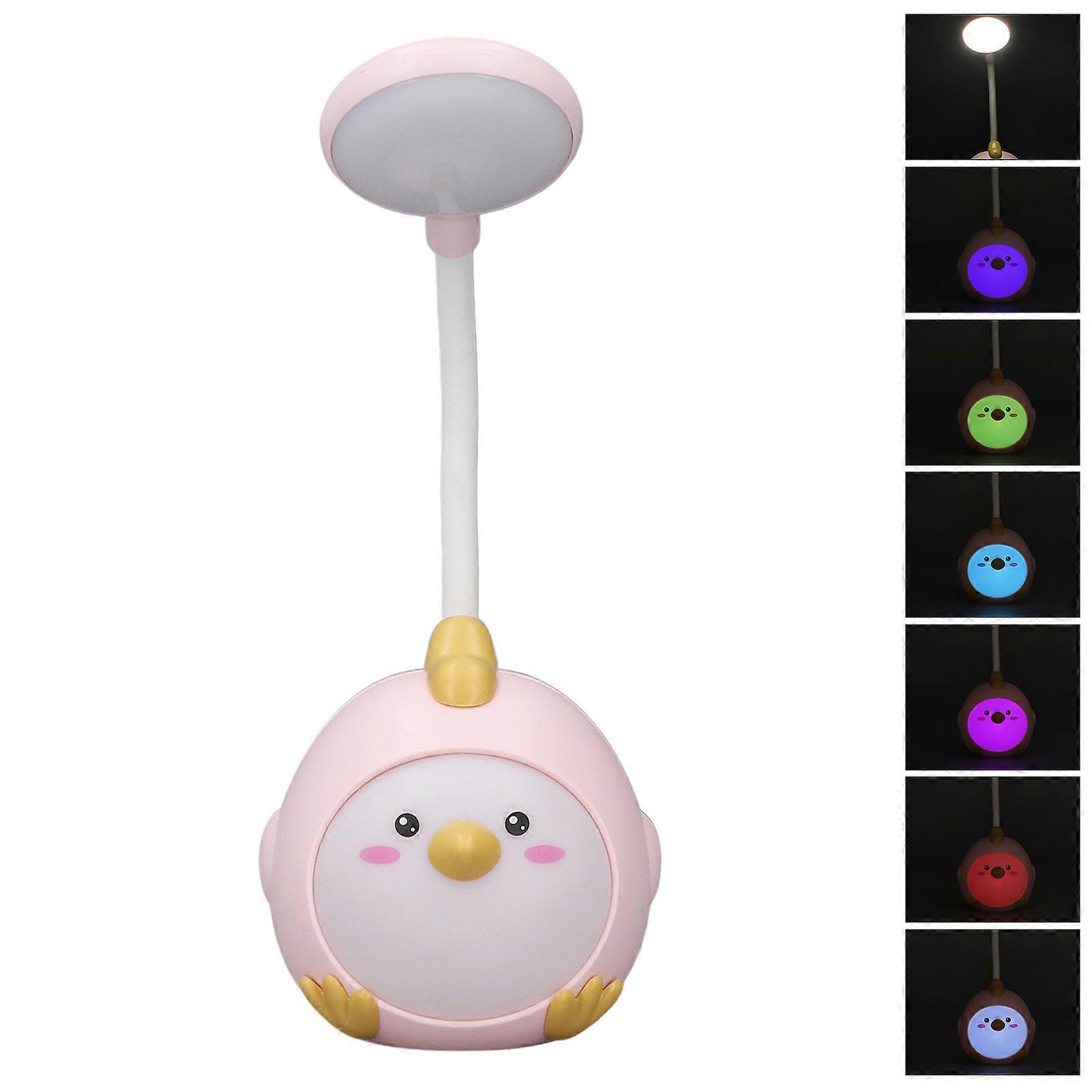 Cute LED Desk Lamp for Student 360 Degree Adjustment USB Charging Soft Light Table Lamp Night Lamp for Home Dorm Pink 