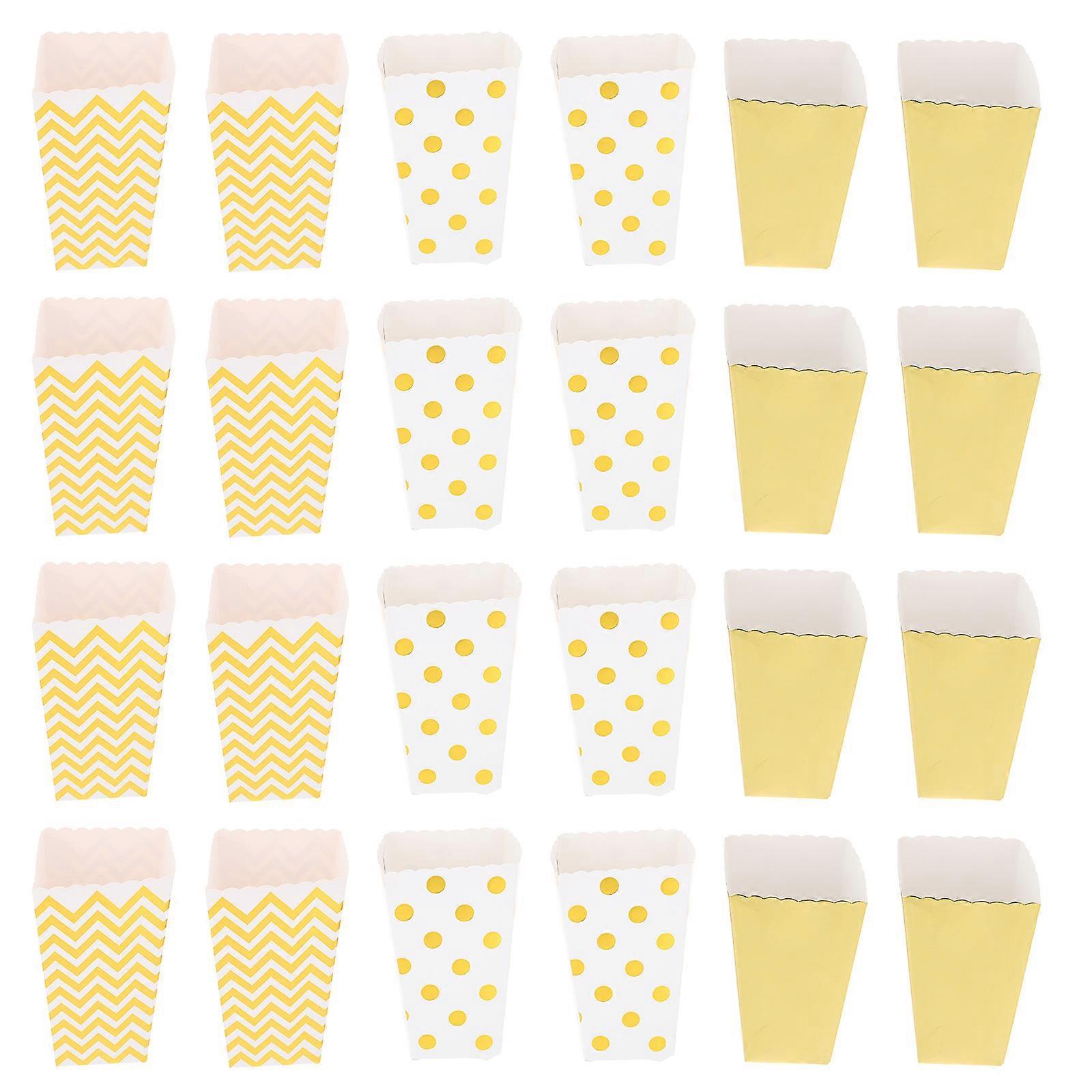 Practical 36Pcs Paper Popcorn Boxes With Elegant Gold Details For Snack Storage At Various Party Occasions