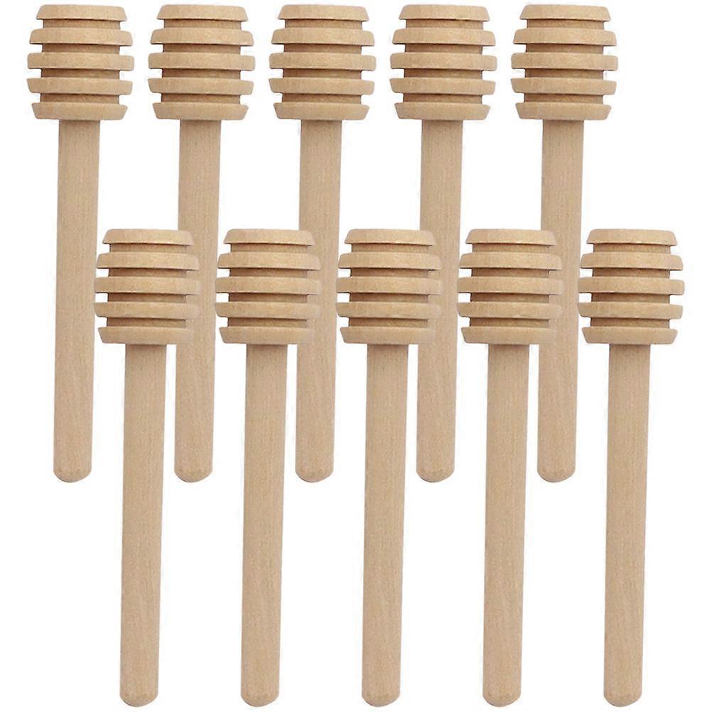 Wooden Honey Dipper Sticks with Deep Grooves for Home Use Khaki Color Easy to Clean and Safe