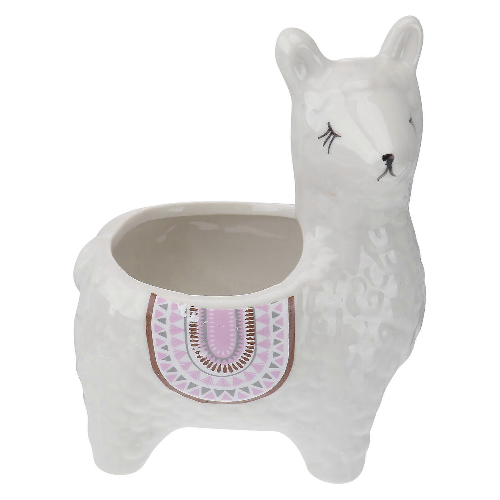 Creative Flowerpot Ceramic Alpaca Modeling for Decor with 1Pcs Plant Pot