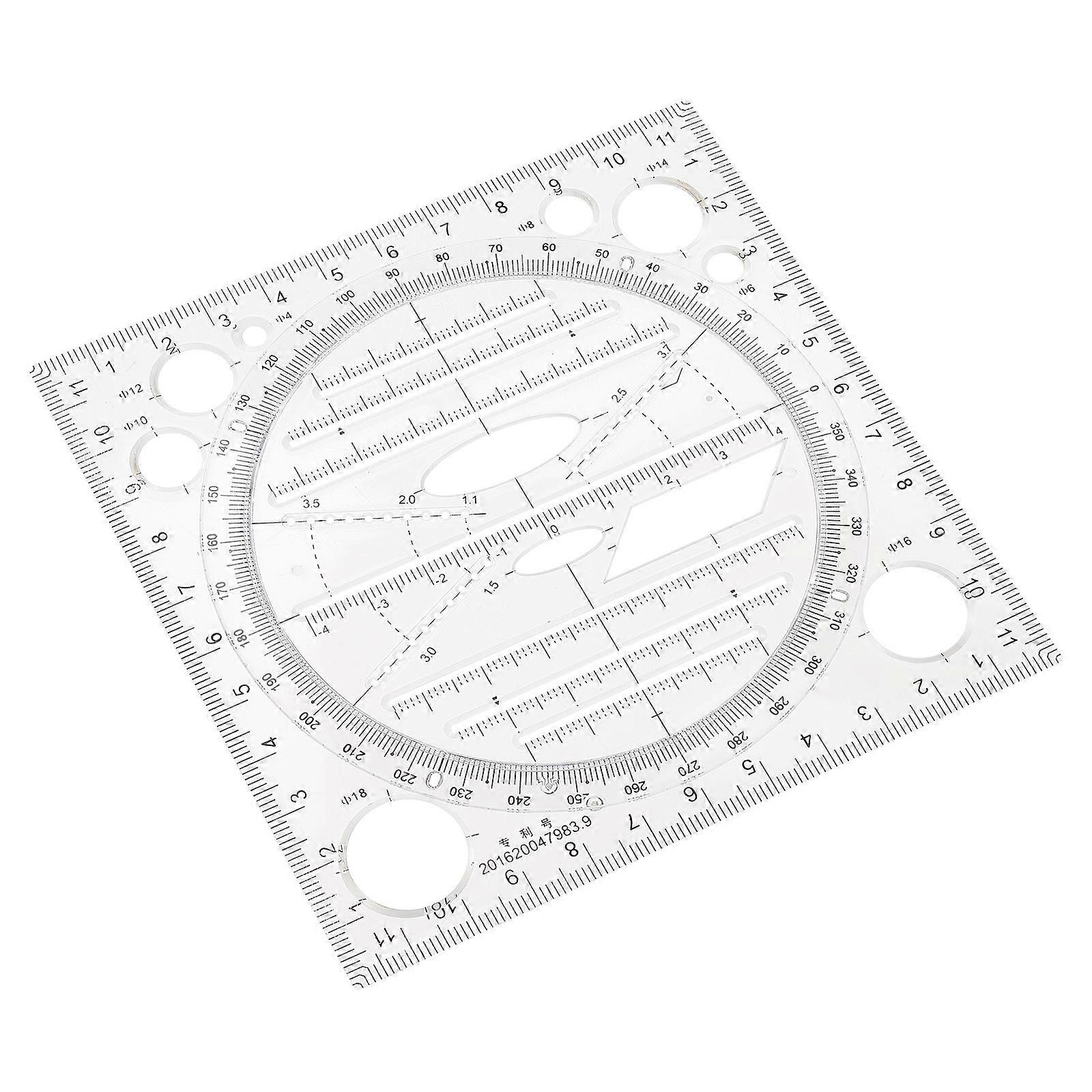 Multifunctional Geometric Ruler Template for Drawing Measuring Crafts School Students Geometry Design Activities