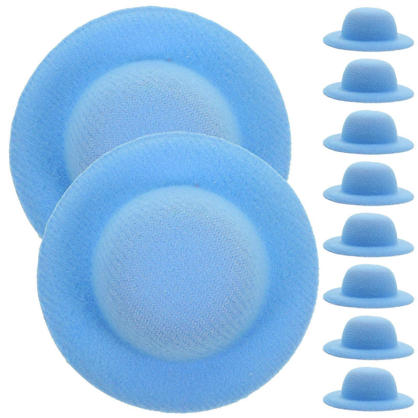10pcs Mini Imitation Doll Hats – Small Craft Hats for DIY Projects, Photo Props & Home Decoration – Blue Mini Straw Hats for Dolls Crafting &