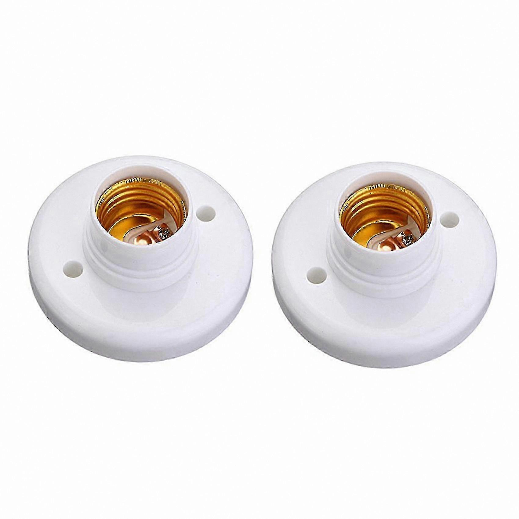 White E27 Screw Lamp Socket with Round Plastic Base for Light Bulb Holder