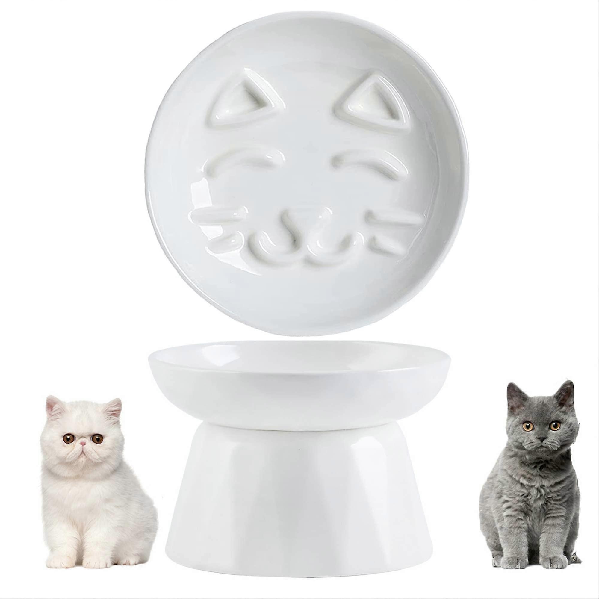 Elevated Cat Slow Feeder Raised Puzzle Feeder For Cats Slows Eating Bowl Non Slip Tilt Resistant Cat Face Bowl