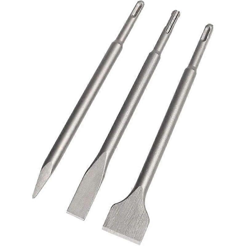 SDS Chisels, Set of 3 (22-25CM Chisel, Narrow Chisel, Pointer) for Light Duty Drills and Impact Hammers Standard Work in Concrete