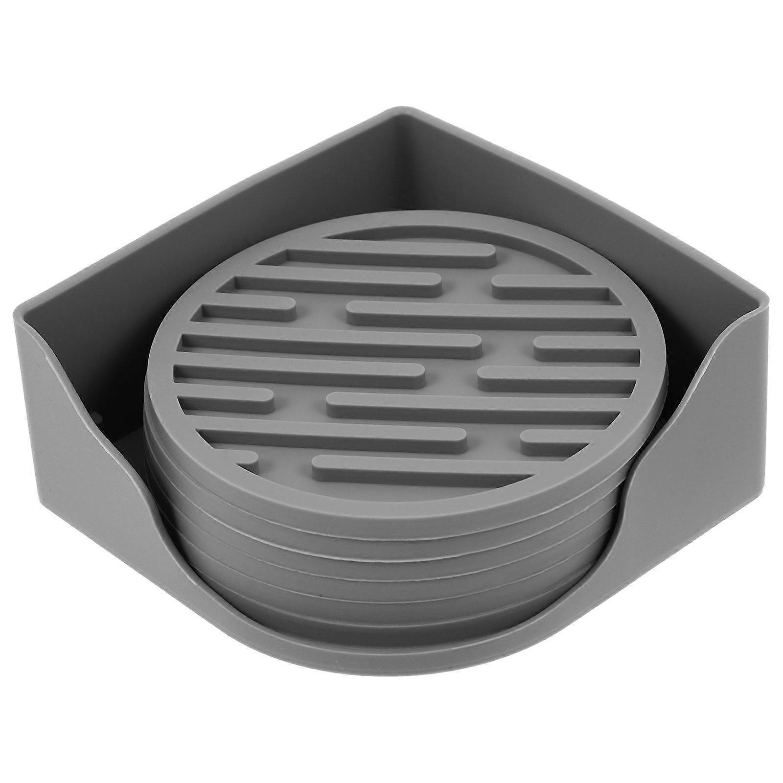 1 Set Thick Silicone Coasters Round Heat Resistant Cup Pads for Home