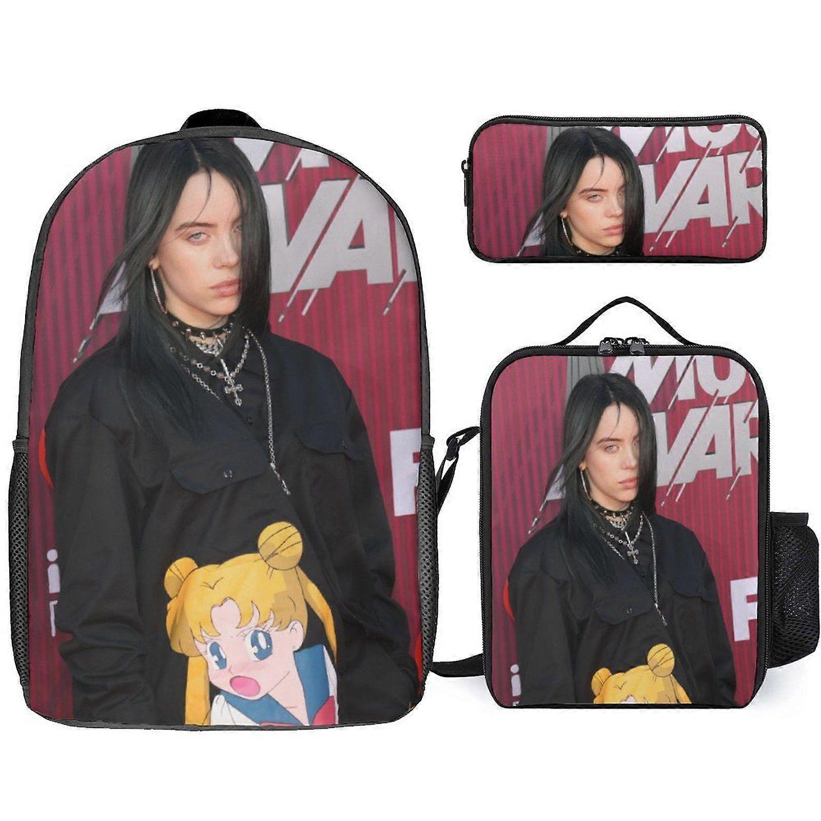w6819 Billie Eilish Backpack Pro Combo Large Capacity Bookbag with Bento Box and Rotating Pencil Organizer u6819