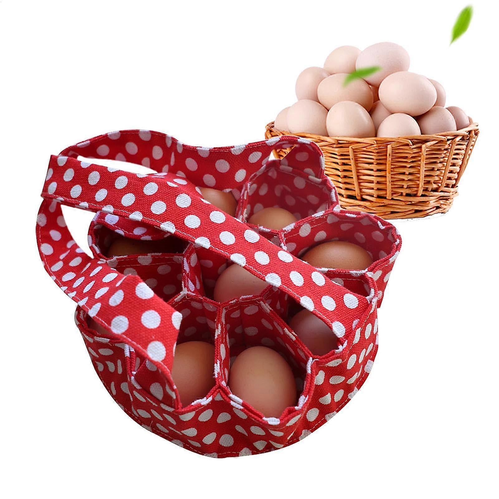 Chicken Egg Basket With 9 Bags, Egg Collection Basket, Red Egg Storage Container For Chicken And Duck Eggs, Farm Use