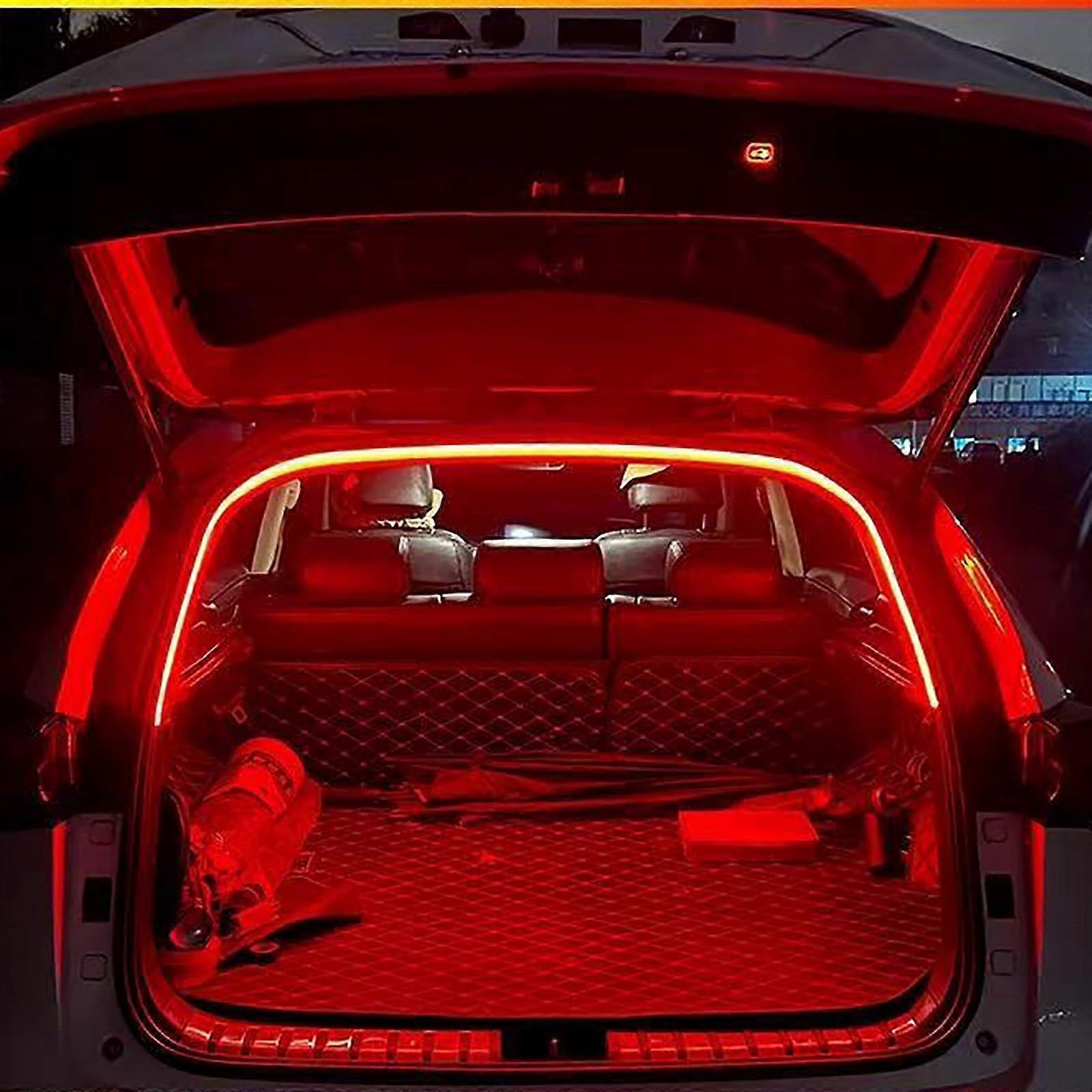 Dynamic Flowing Car Trunk Light Strip, Automatic Sensor LED Boot Light Strip for Interior Decoration, Red, Flexible Size