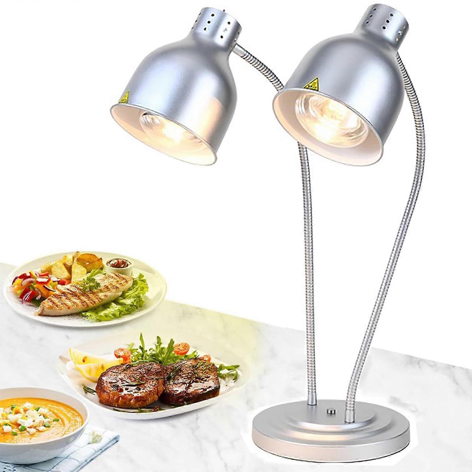500W Electric Food Heat Lamp With Flexible Arm, Painted Sliver