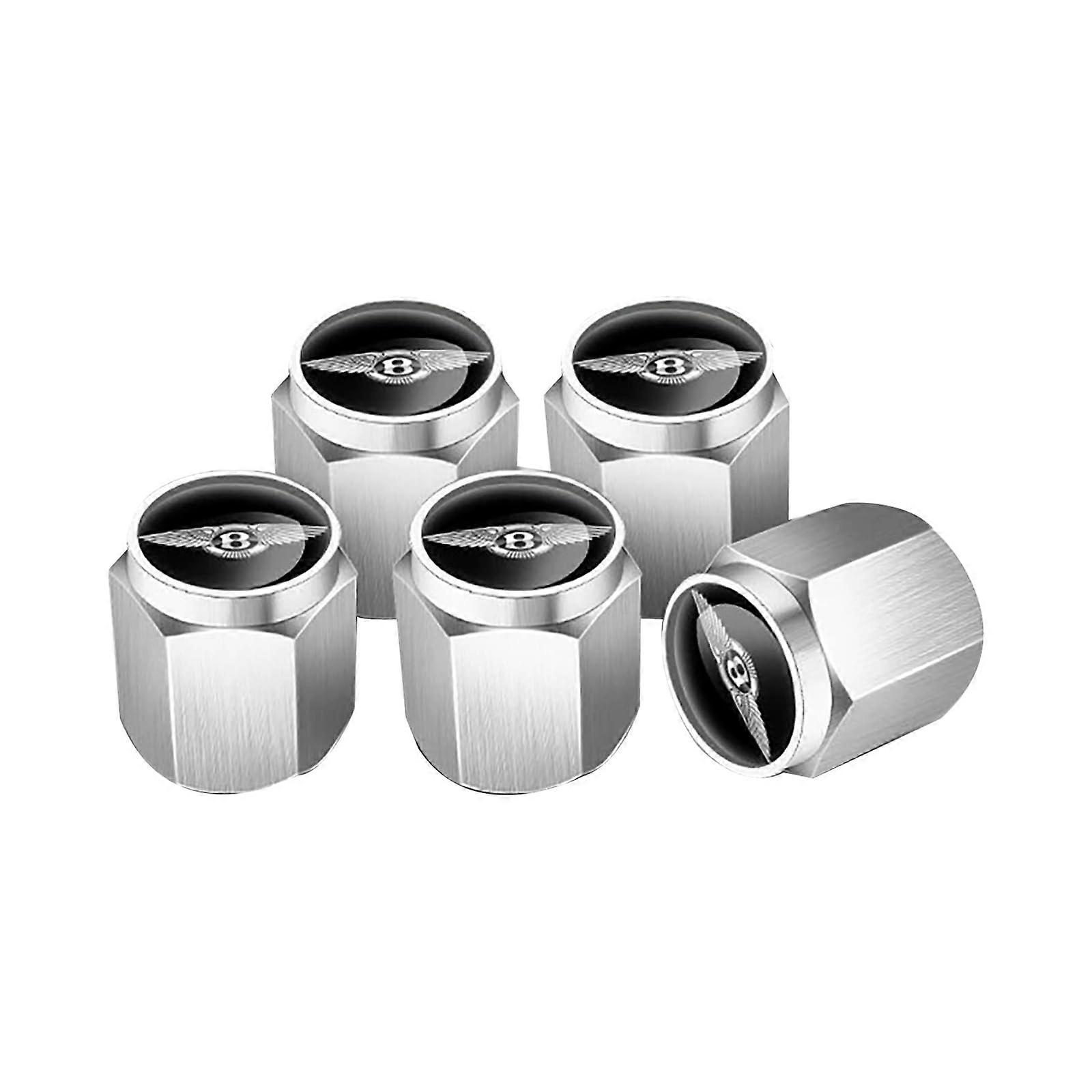 Dust Caps for Bentley Continental GT II 2011-2015, 4 Pcs Tyre Valve Caps with O-Ring Rubber Seal, Silver