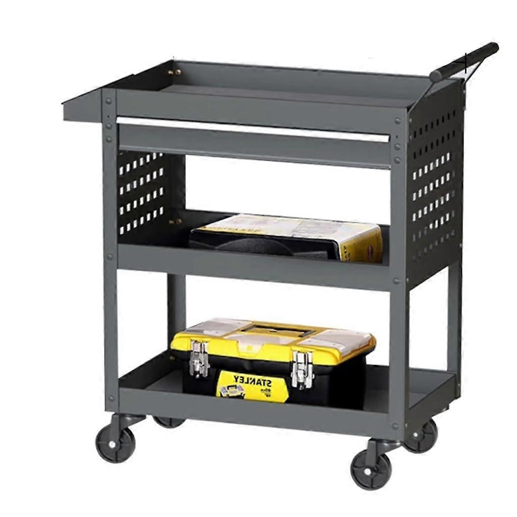 3Tier Rolling Tool Box on Wheels with Drawers, Heavy Tool Trolley (Black)