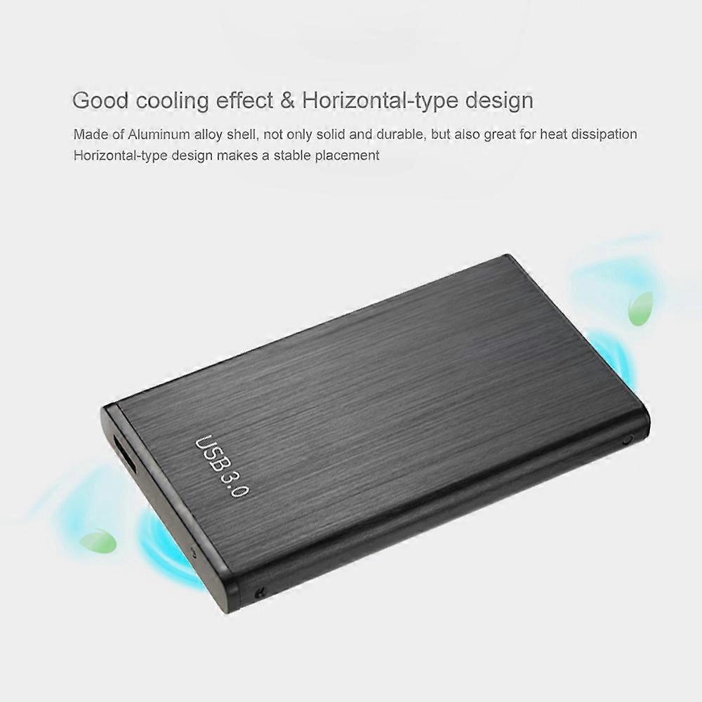 6Gbps 2.5'' SATA to USB3.0 SSD HDD Case High-speed Hard Disk Enclosure Aluminum Alloy HDD Caddy with USB Cable Black (Not Inclube Hard Disk)