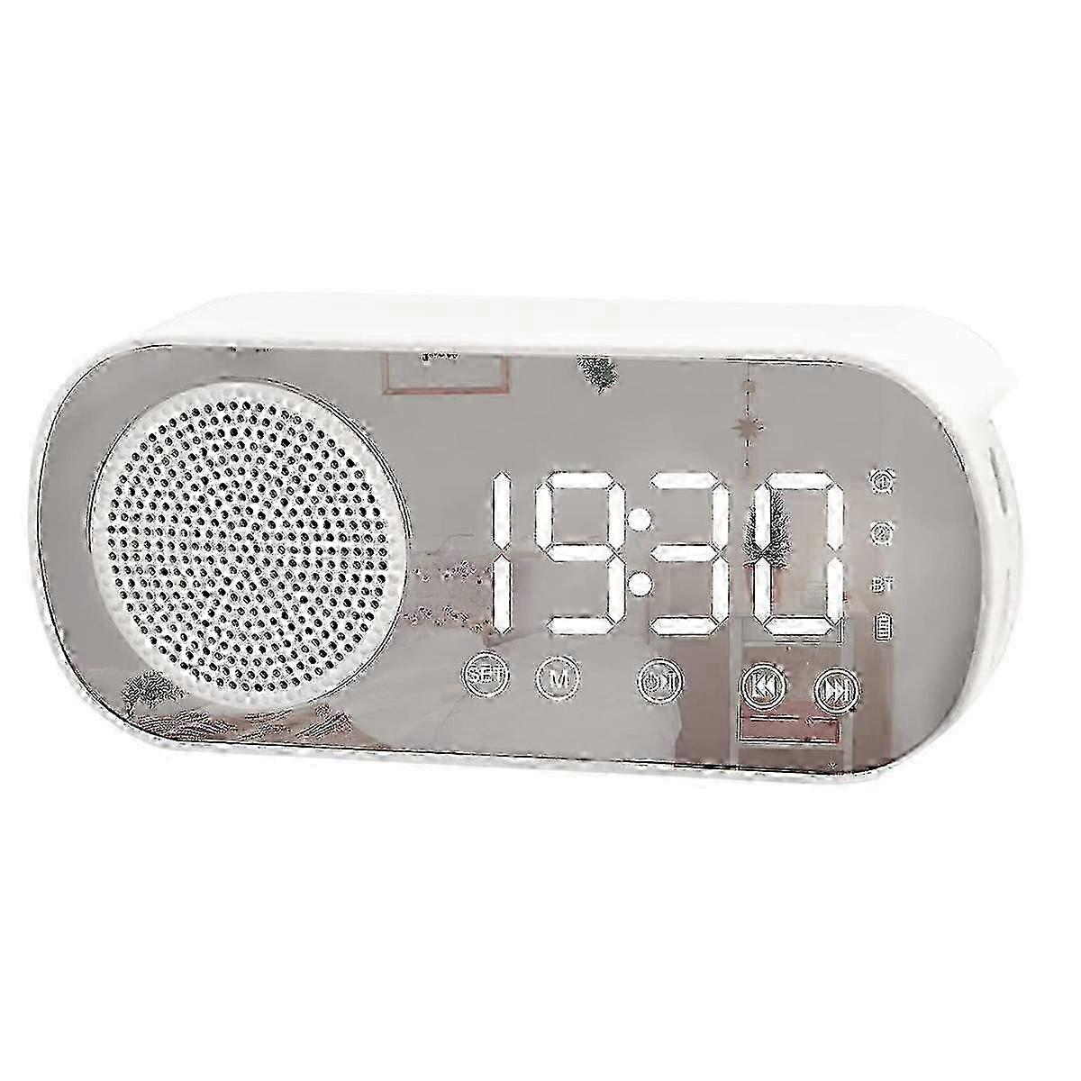 Sveglia a LED con radio FM e altoparlante Bluetooth, luminosità regolabile (3 livelli), funzione snooze - bianco argento