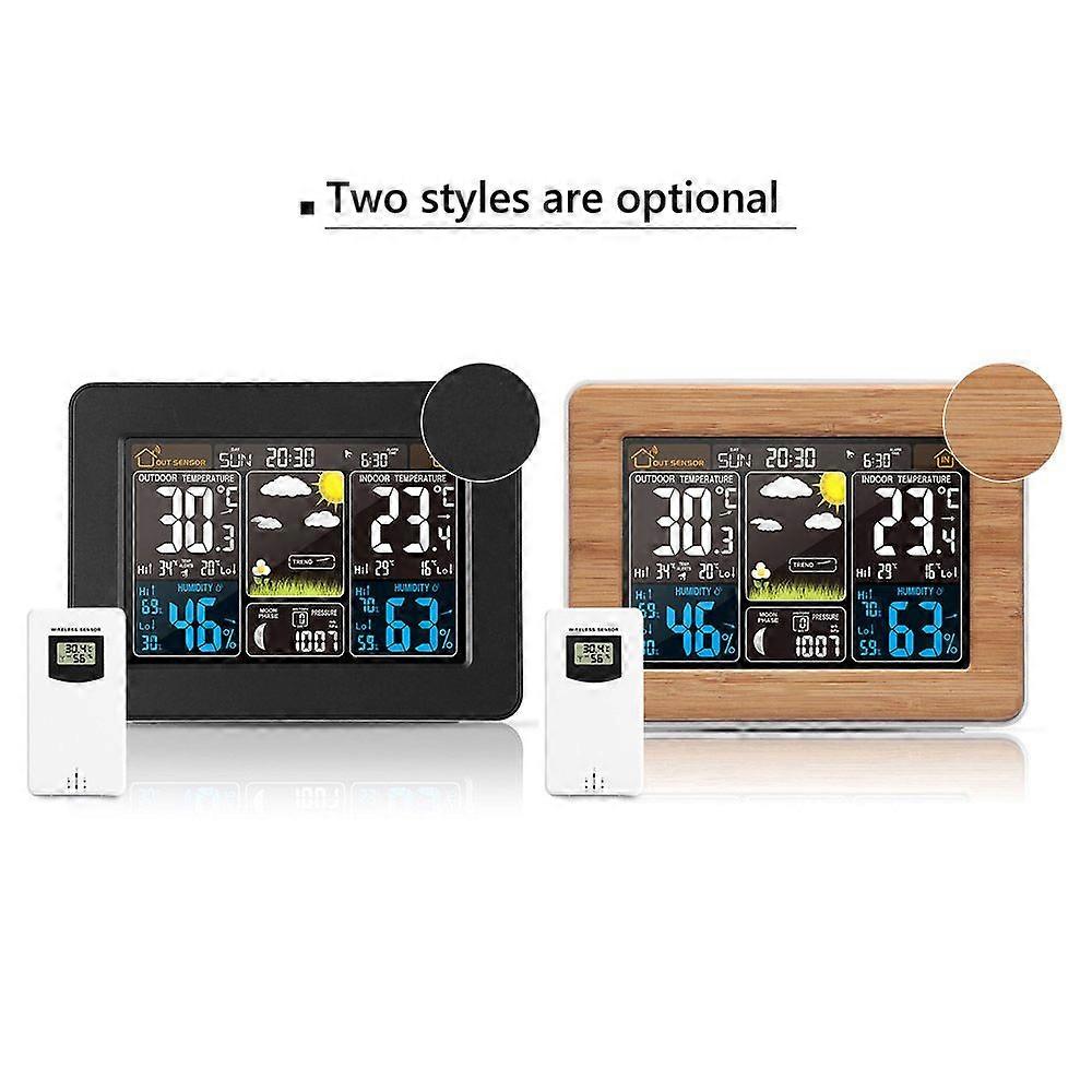 Color Weather Station Indoor/Outdoor Temperature Humidity Barometer Thermometer Hygrometer Electronic Desk Table Clocks Weather Forecast with Outdoor