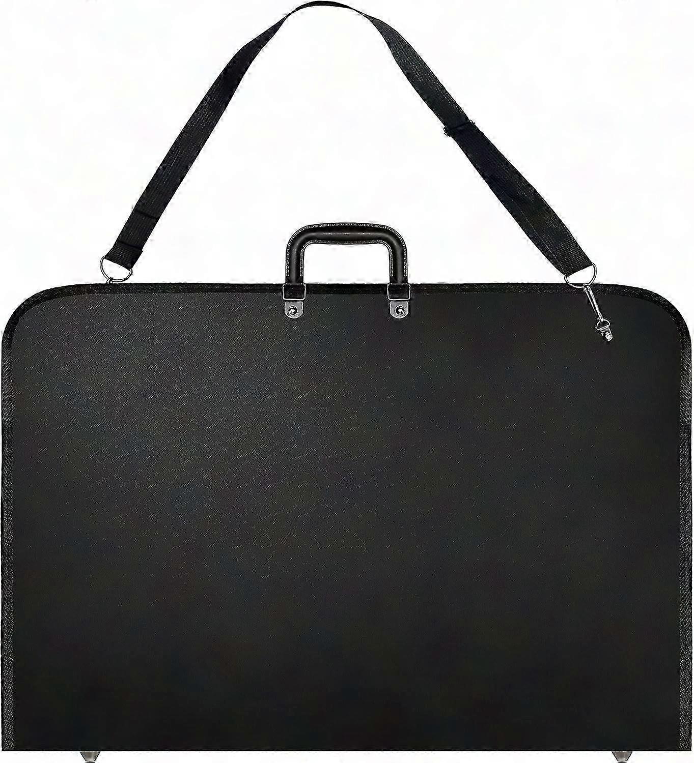 Spill-Resistant Black A2 Artist Portfolio Case with Reinforcement Plate & Shoulder Strap for Students & Designers (48x37x3.8cm)