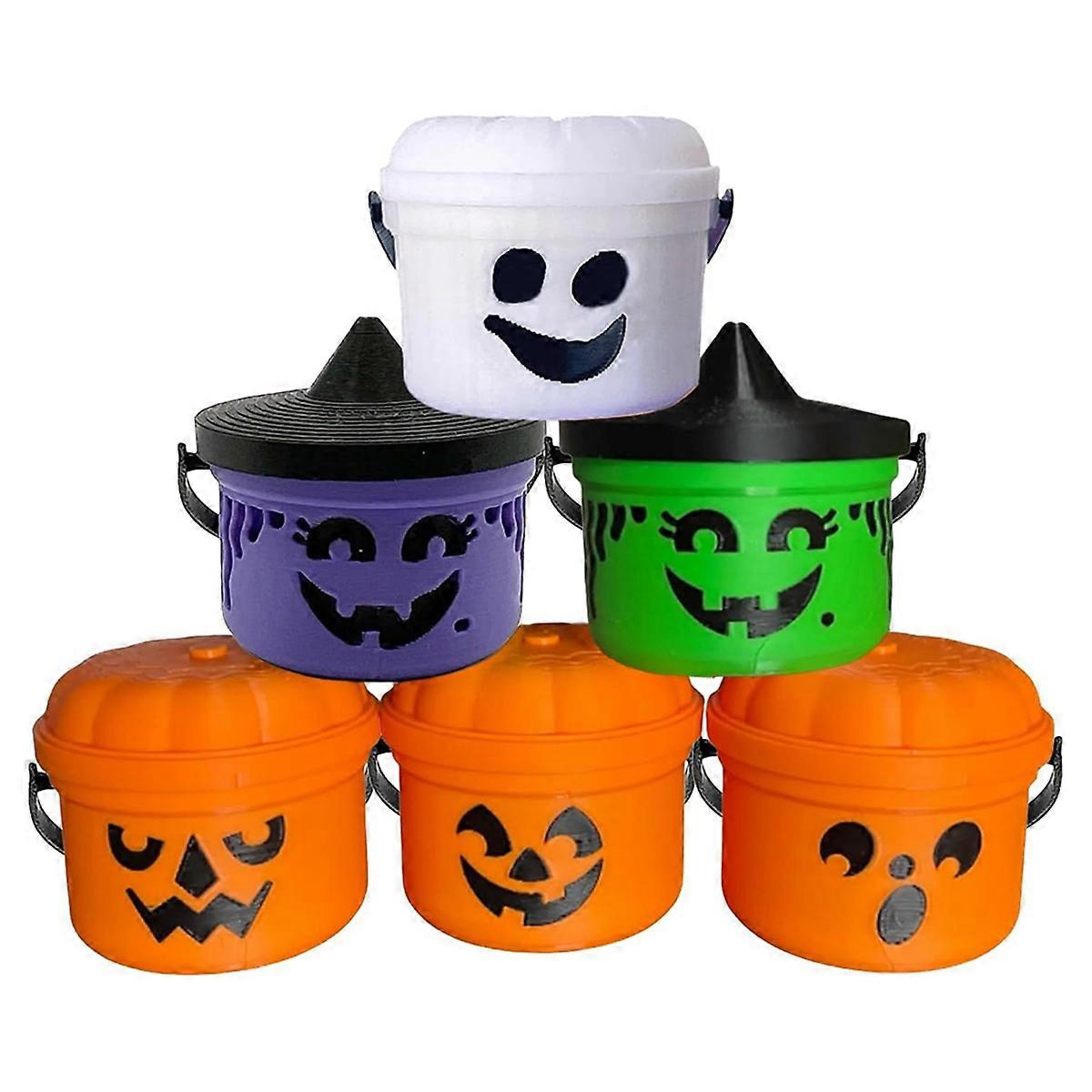 6pcs Spooky Mini Boo Bucket Figurines Mini Halloween Nostalgia Bucket