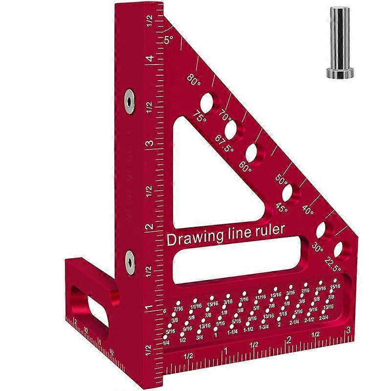3D Multi-Angle Measuring Ruler 45 90 Degree Aluminum Alloy Woodworking Square-Protractor Drawing Line Ruler Miter Layout Tool