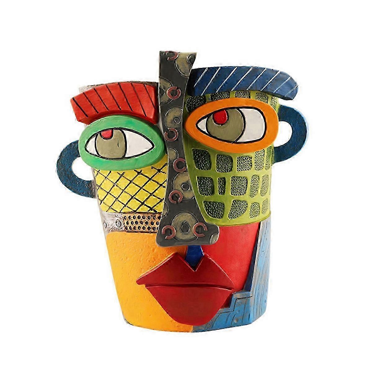 Face Flower Pot Head Planter, Colorful Face Art Abstract Flower Pot A