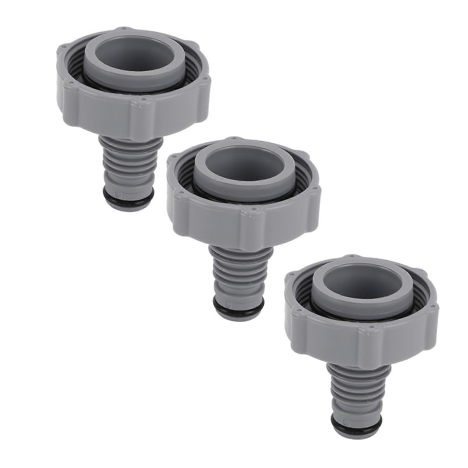 3pcs P6H1419 Pool Drain Valve 1.6in Thread 1.3in Gray Plastic