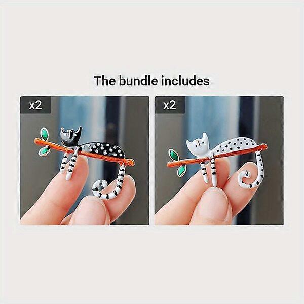 Enamel striped cat brooch, vintage style, durable and versatile