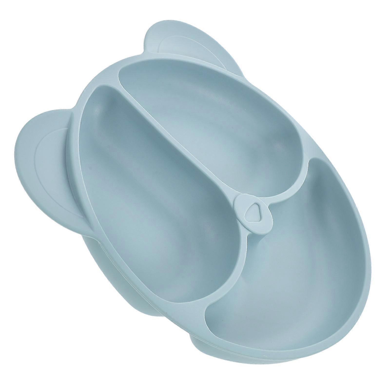 Blue Silicone Baby Plate with Suction Cup for Safe Reliable Toddler Eating 7 Inch