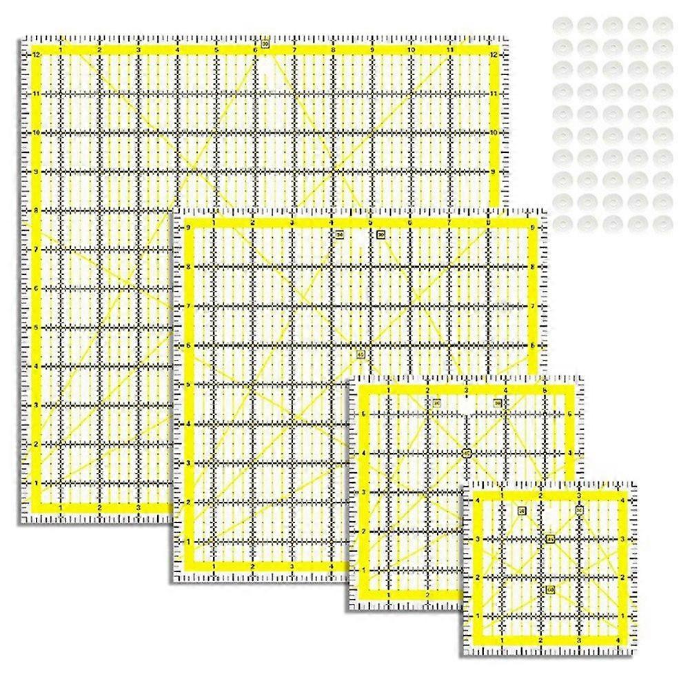 4PCS Quilting Ruler,Acrylic Square Ruler,Quilting Templates,with Non Rings(4.5x4.5In,6x6In,9.5x9.5I