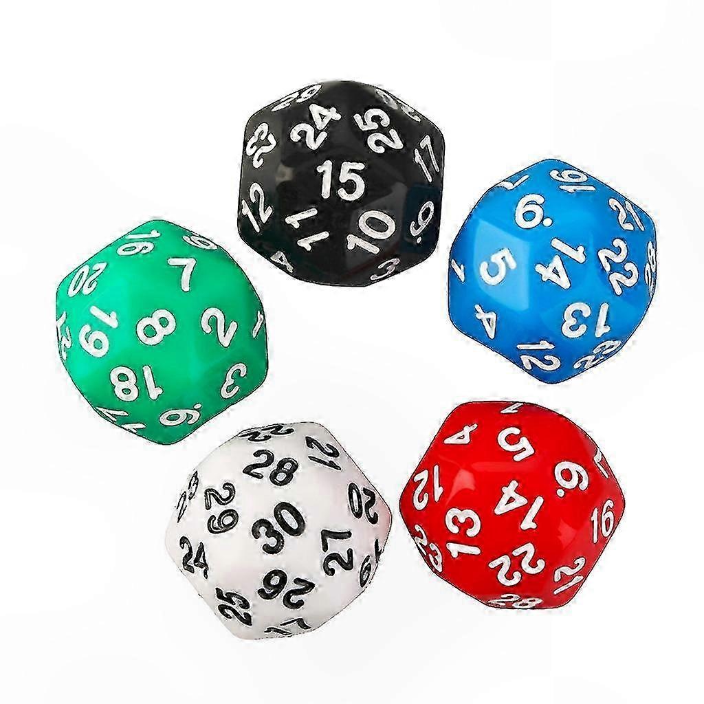 Set of 5 D30 Polyhedral Dice for Games and Eonal Activities