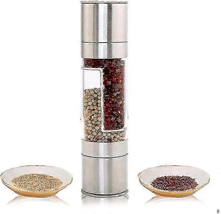 Manual pepper grinder smooth stainless steel with adjustable ceramic grinder grinder 2 in 1 spice grinder pepper shaker, edelstahl