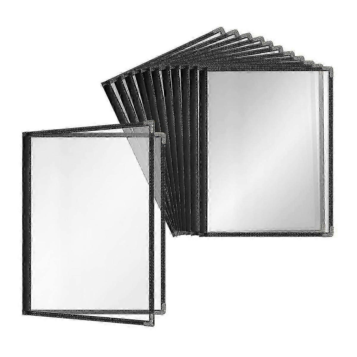 12 Pack Cafe Style Menu Cover, Double Edge, Vinil (preto, 2 páginas/4 visualizações - 8,5 polegadas x 11 polegadas)