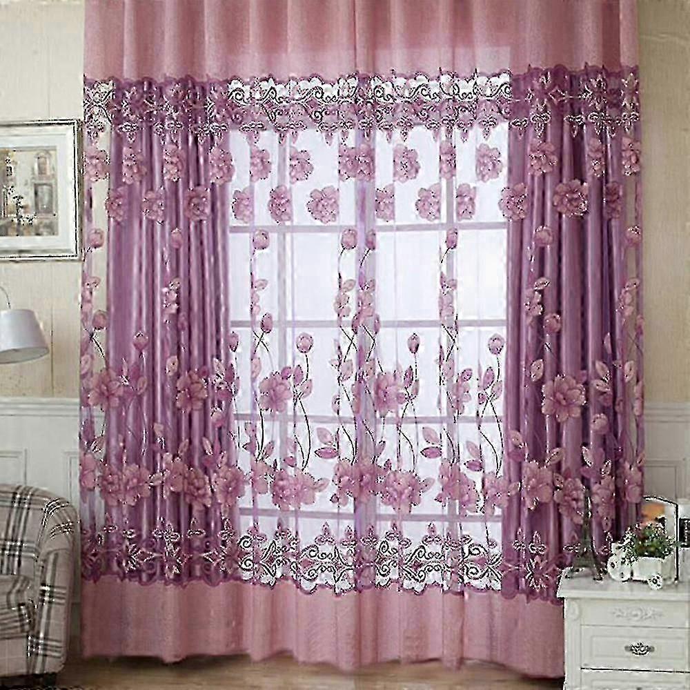 Lotus Floral Pattern Window Curtain Screen Curtain Home Decoration f54 2025