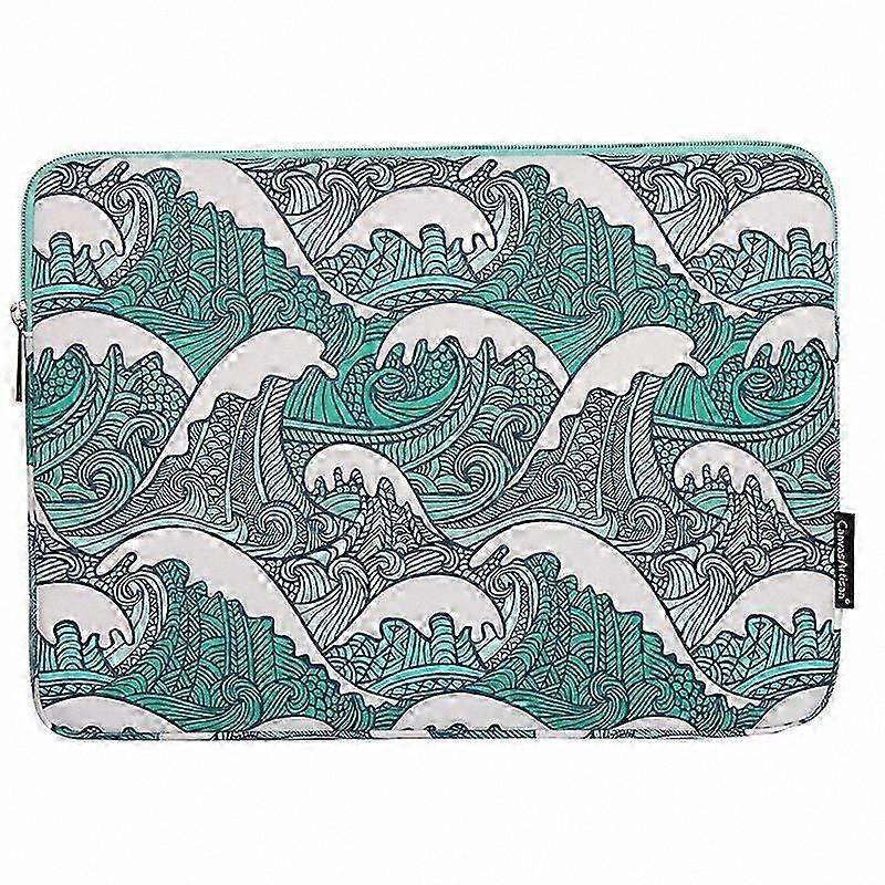 Green Wave Pattern 14" Laptop Sleeve, Lightweight Protective Computer Bag for Notebooks
