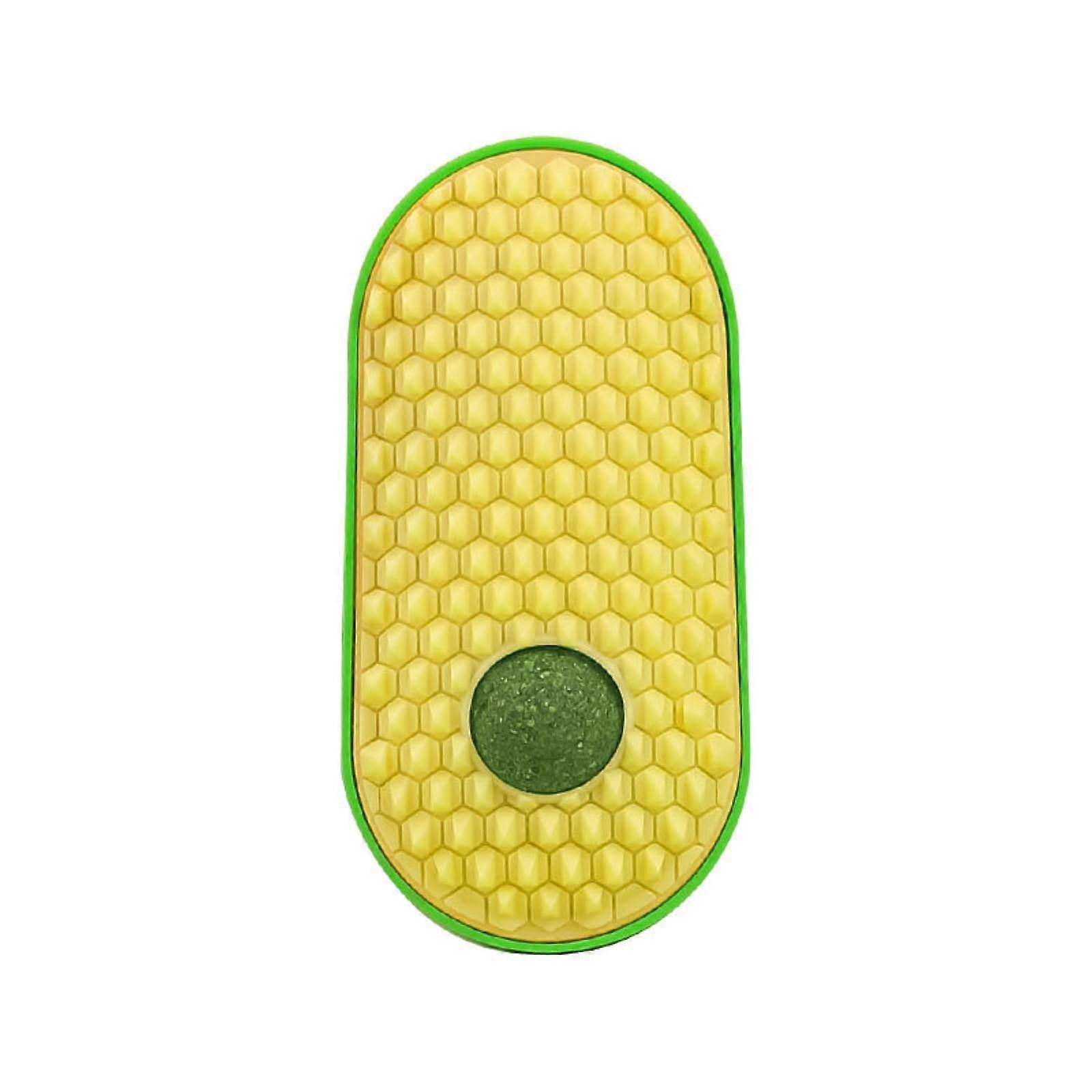 Cat Self Groomer Wall Scratcher with Catnip Balls, Yellow Massage Brush for Cats, Funny Cat Toy for Grooming and Scratching