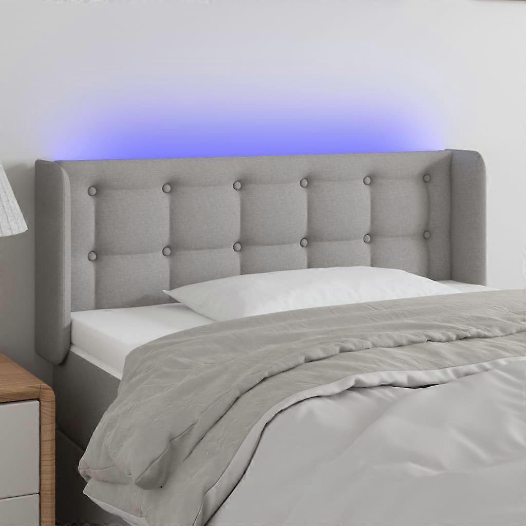 LED Kopfteil Hellgrau 103x16x78/88 cm Stoff