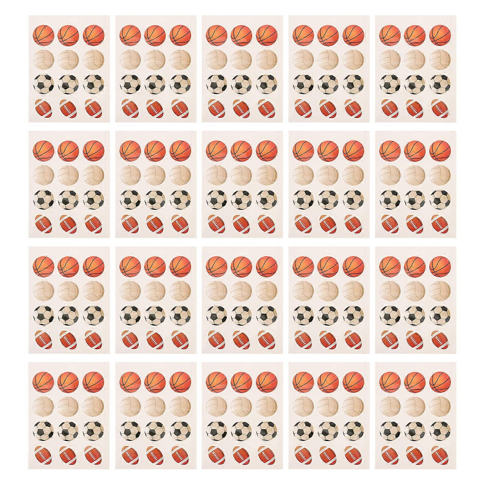 Sports Balls Stickers Adhesive Paper for Planner Decorative Use with 50 Sheets