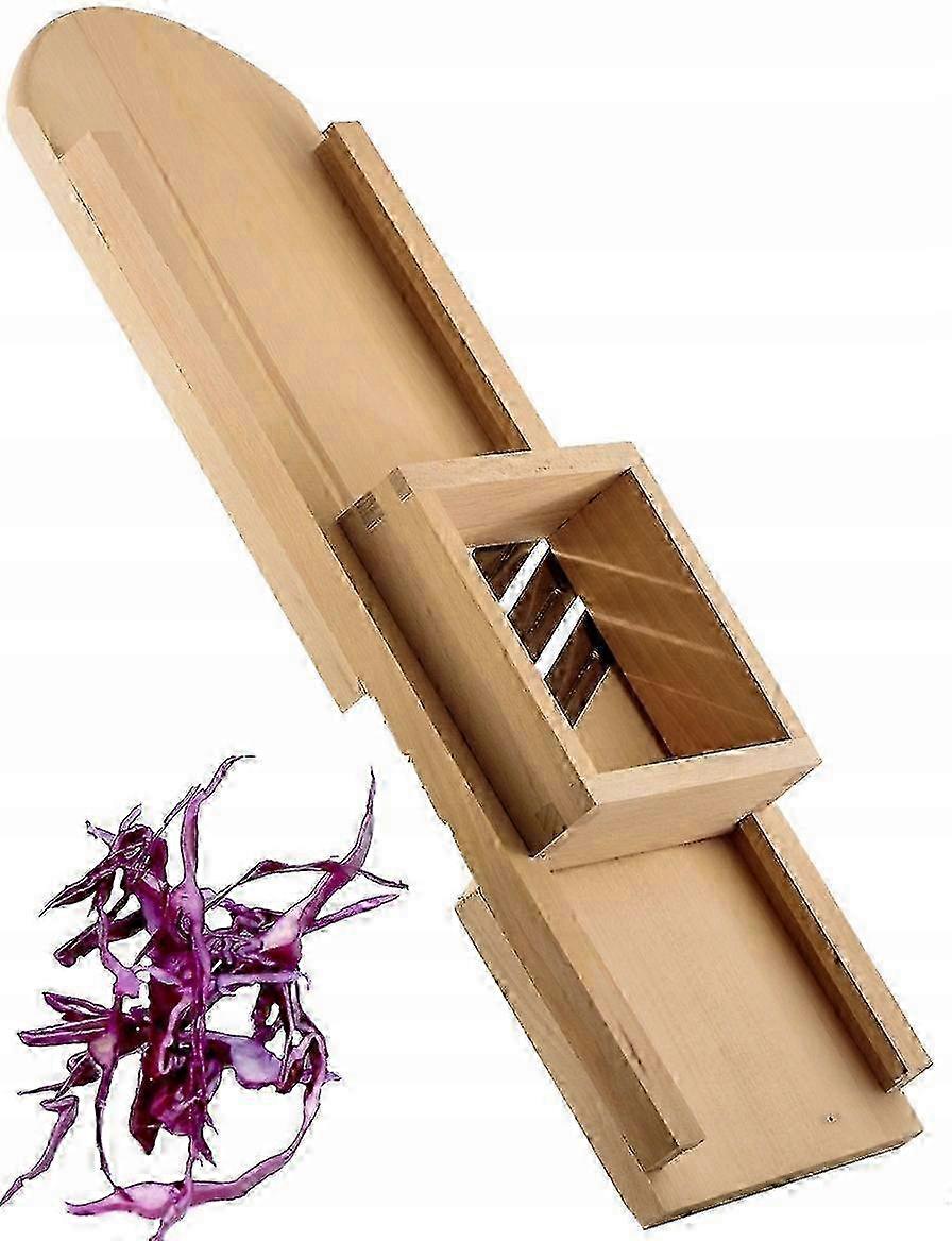 Handheld Wooden Vegetable Cutter with 3 Blades for Slicing and Chopping Cabbage