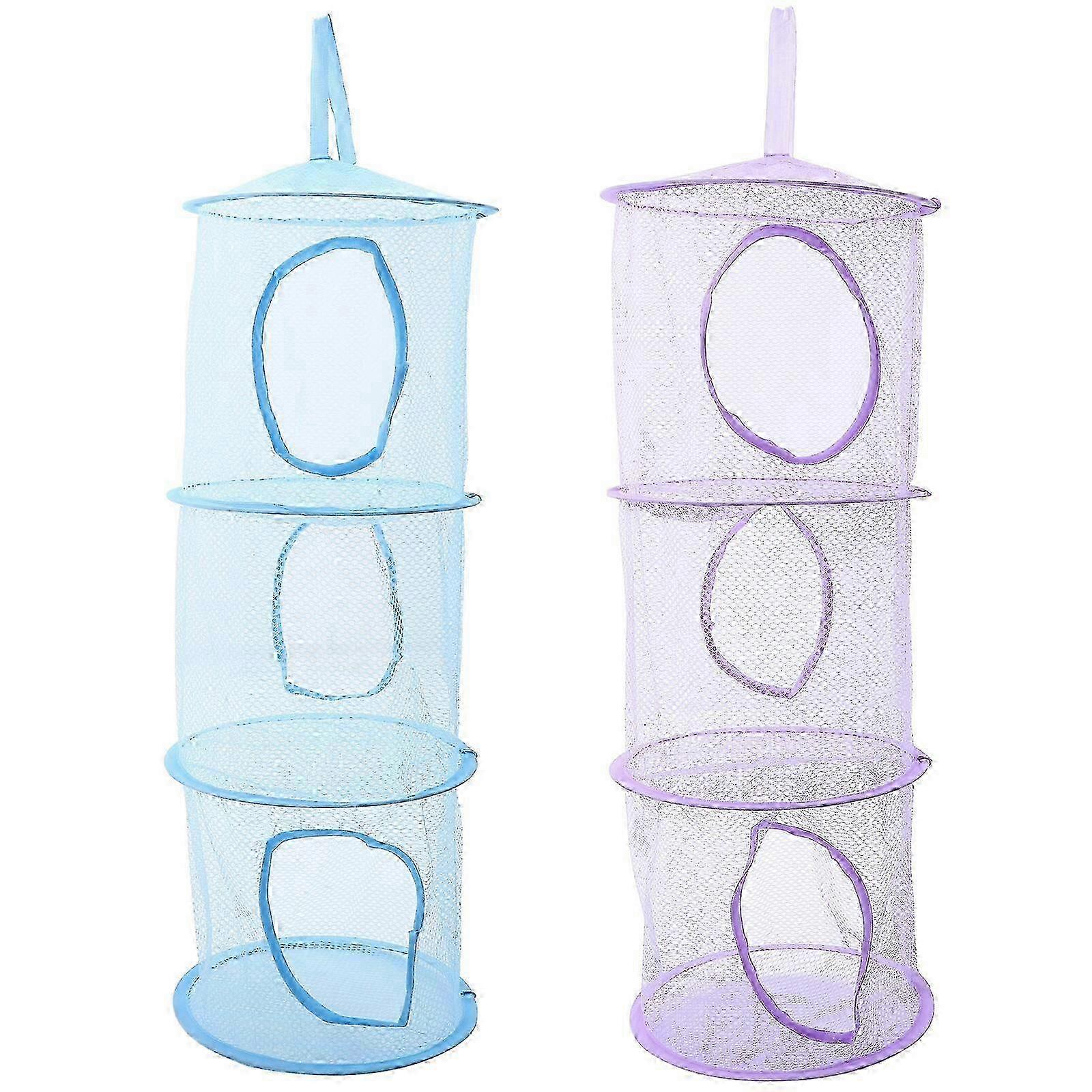 2pcs Stuffed Animal Nets Hammocks Multi-layer Hanging Foldable Drying Net Mesh Sock Drying Net