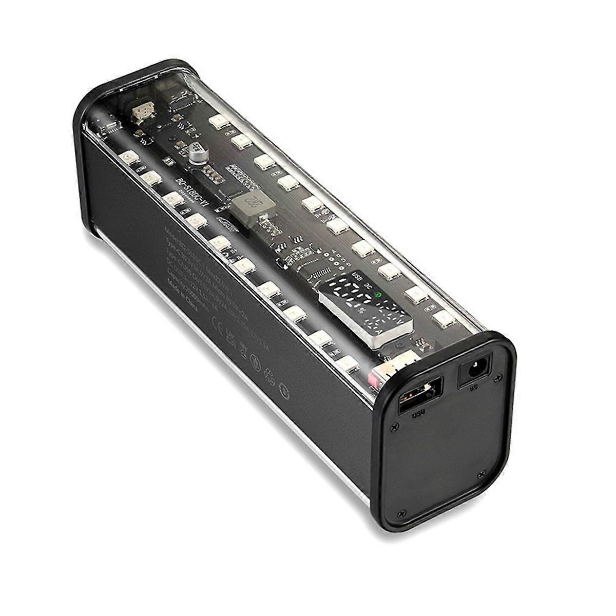 8 Slots 18650 Power Bank Case 22.5W Fast Charging DIY Battery Box Digital Display USB Type C DC5.5x2.1 Output Black