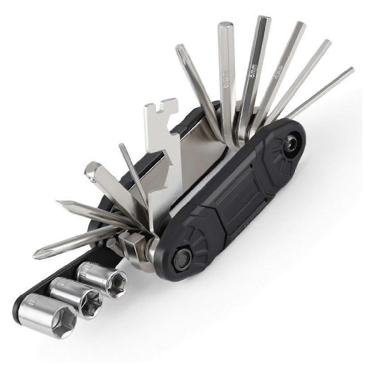 Grundig 16 in 1 Portable Bike Repair Multi Tool Compact Folding Bicycle Maintenance Kit for Road Mountain and BMX Bikes
