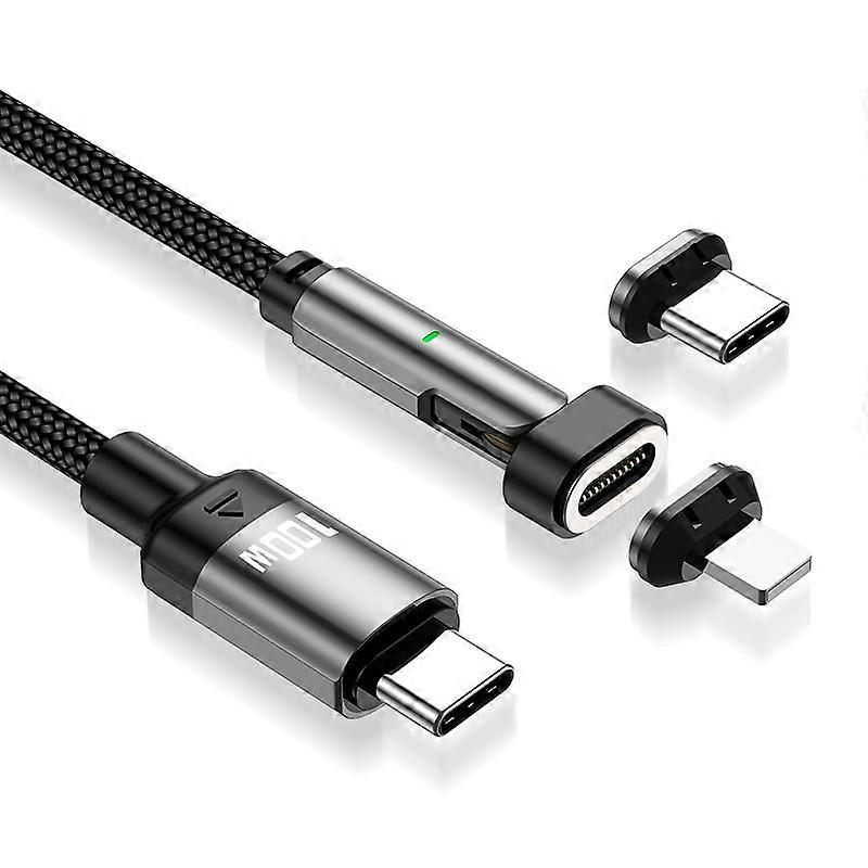 ENKAY 1m USB-C to Type C/iP 2-in-1 PD 100W/27W 180 Degree Rotation Magnetic Charging Cable