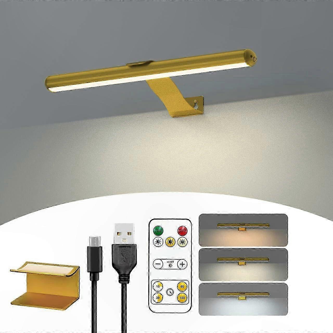 Rechargeable Wireless Picture Light with Remote, 300LM Magnetic Wall Lamp, 3 Modes Art Display Battery灯