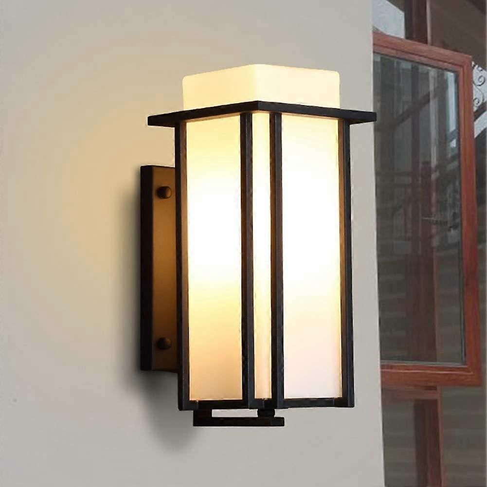 Retro Industrial Wall Sconce Rectangular Geometric Wall Mounted Lamp Antique Black Finish With Frosted Glass Shade